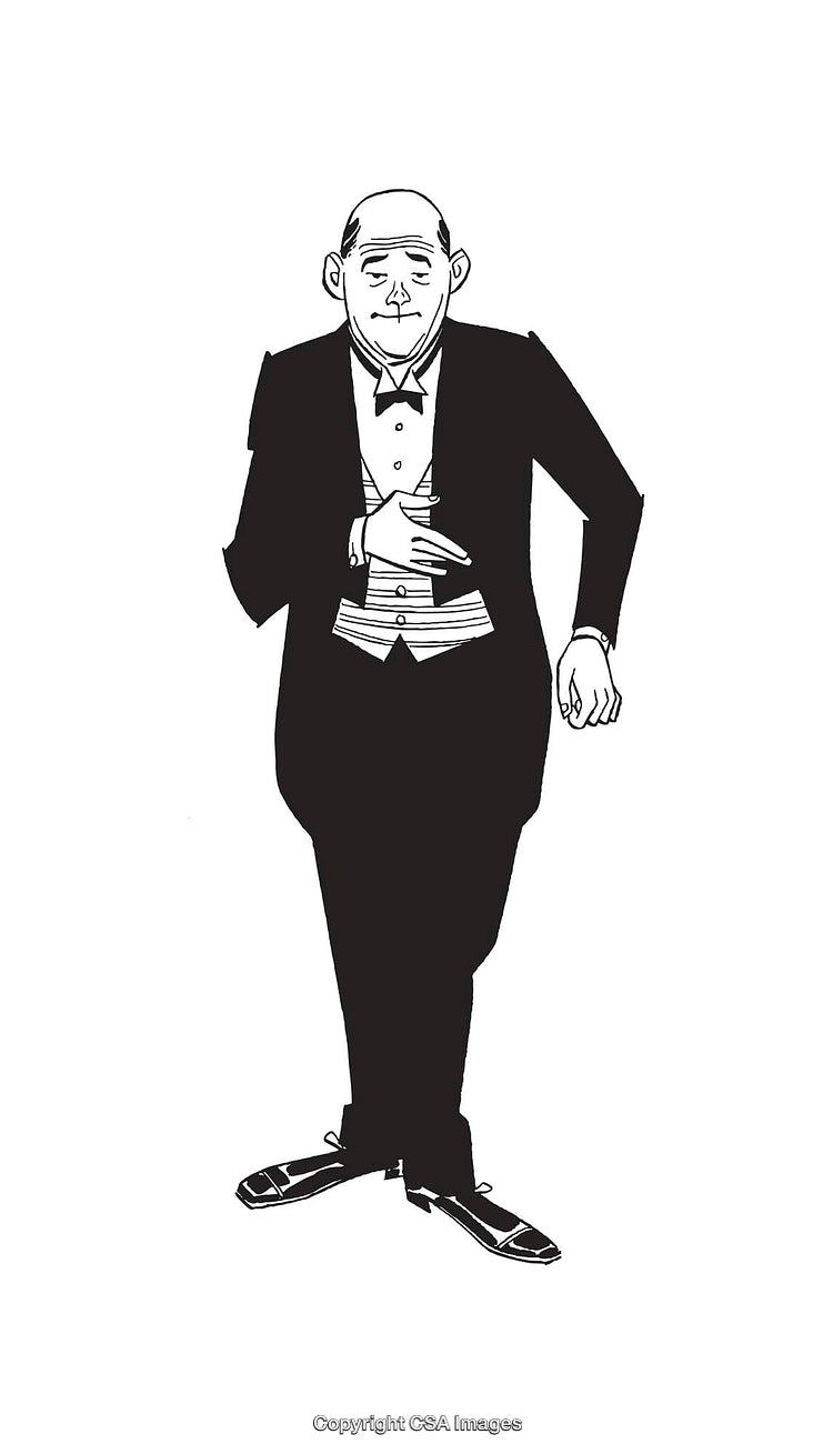 Black and White Illustration of a Distinguished Man in Formal Attire