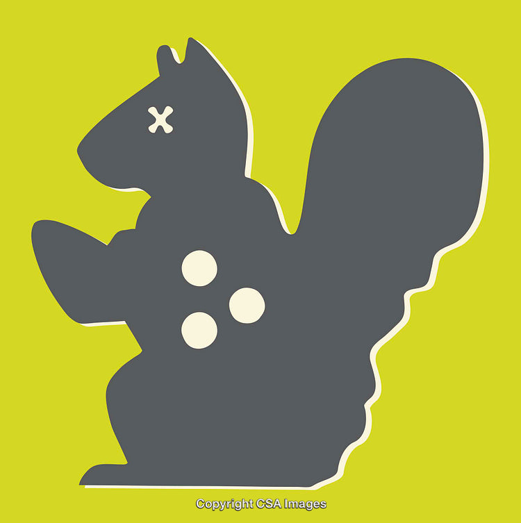 Abstract Illustration of a Squirrel Silhouette Against Lime Background