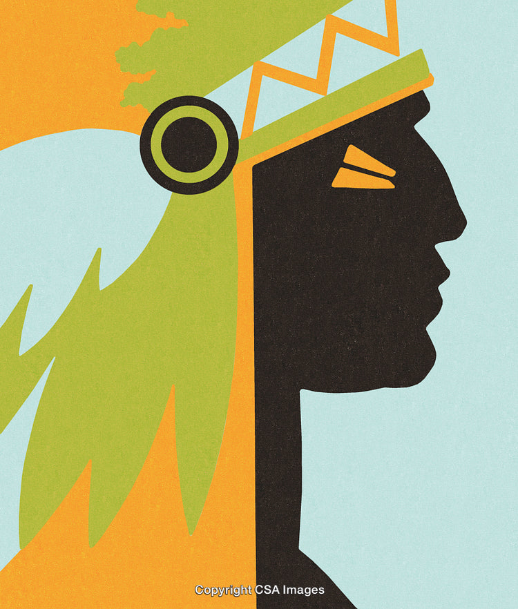 Colorful Silhouette of a Native Figure in a Graphic Style