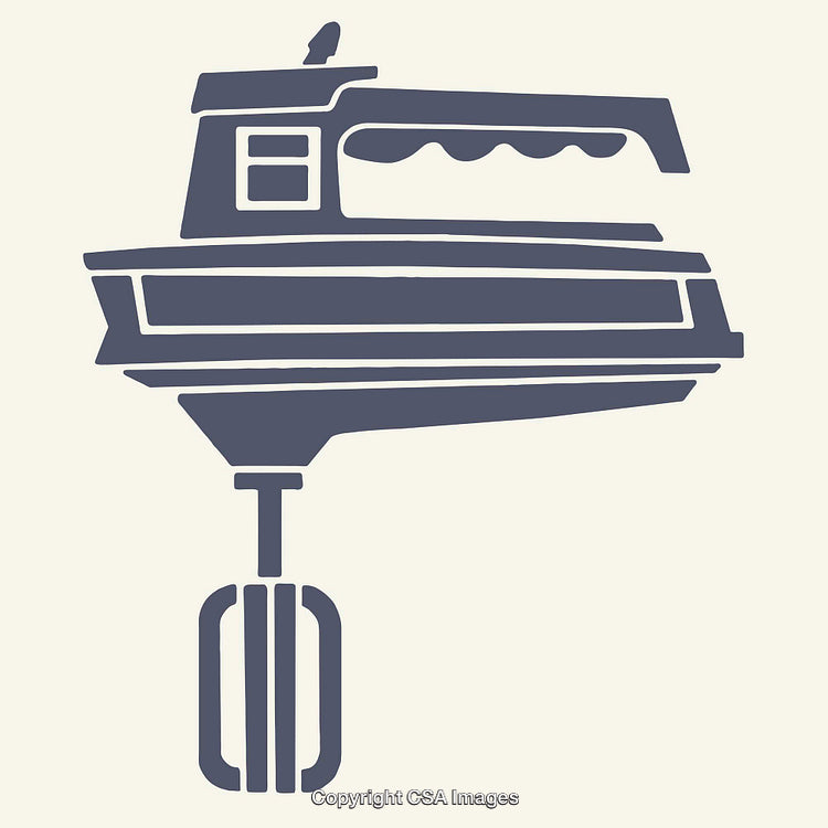 Retro Electric Hand Mixer Silhouette Design in Vintage Color Style