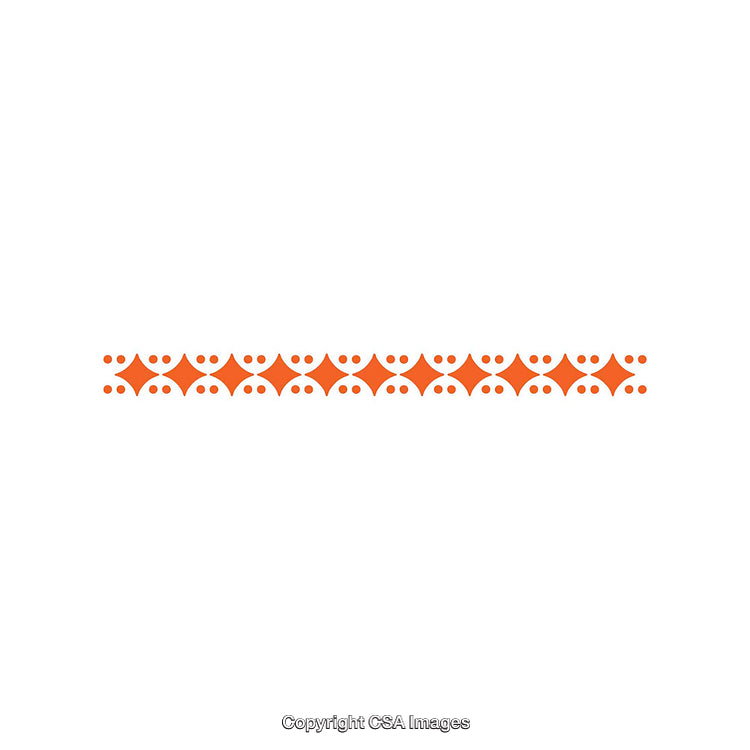 Horizontal Orange Geometric Pattern Border on White Background for Design Projects