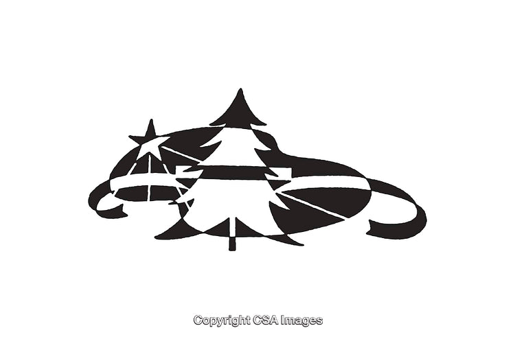 Festive Black and White Christmas Tree Illustration with Elegant Star Motif