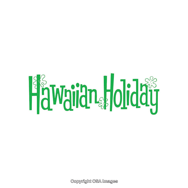 Green Font Hawaiian Holiday Text with Playful Floral Elements
