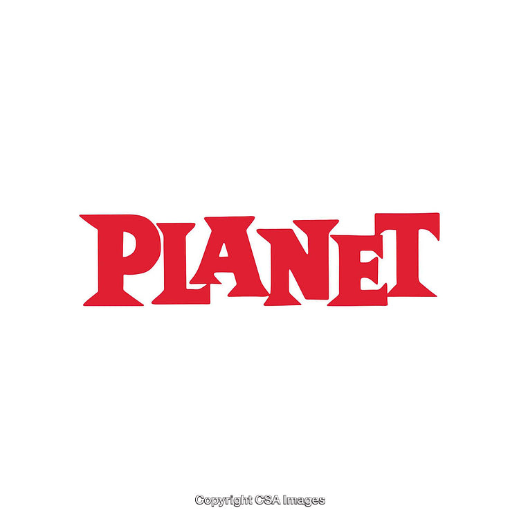 Bold Red Planet Text on a White Background