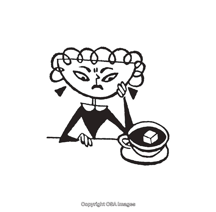 Stylized Line Art of a Person with a Cup of Coffee