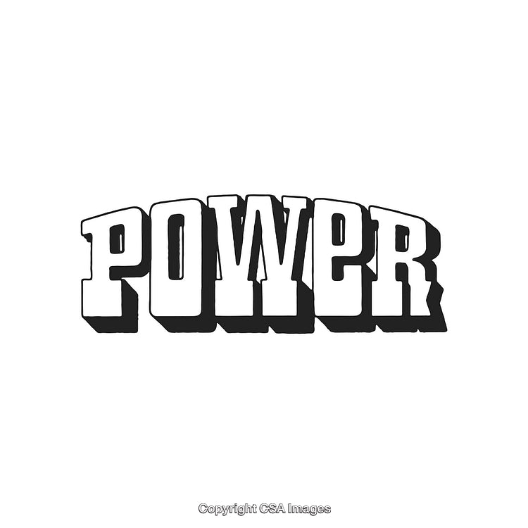 Bold Typography Illustration Featuring the Word 'Power' in Black and White