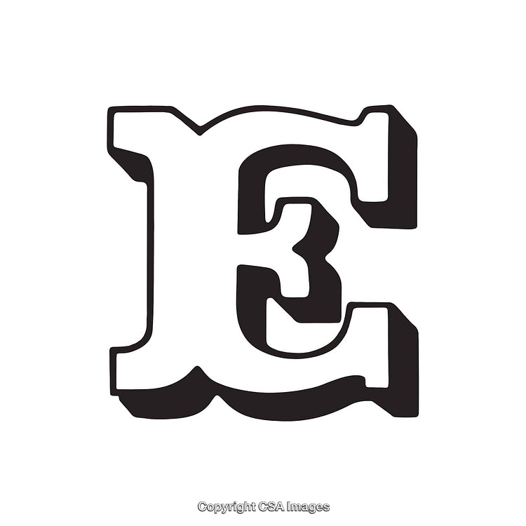 Abstract Black and White Letter E Design With Bold Typography