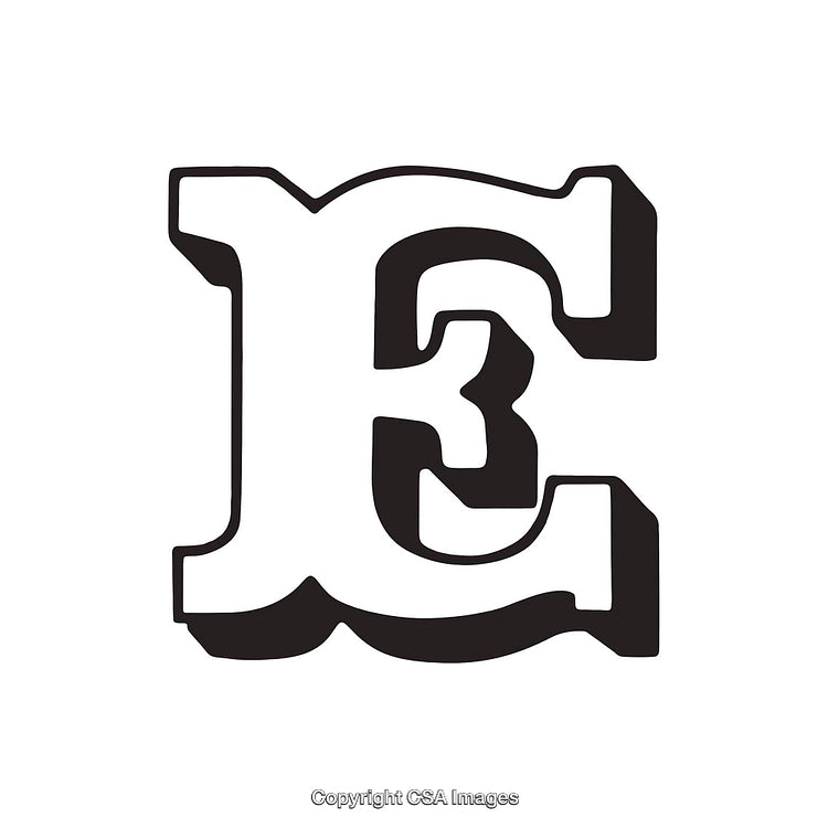 Abstract Black and White Letter E Design With Bold Typography