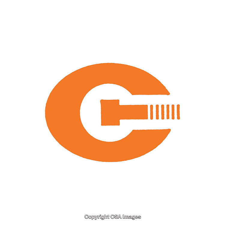 Abstract Orange Symbol Resembling a Letter C with Geometric Elements