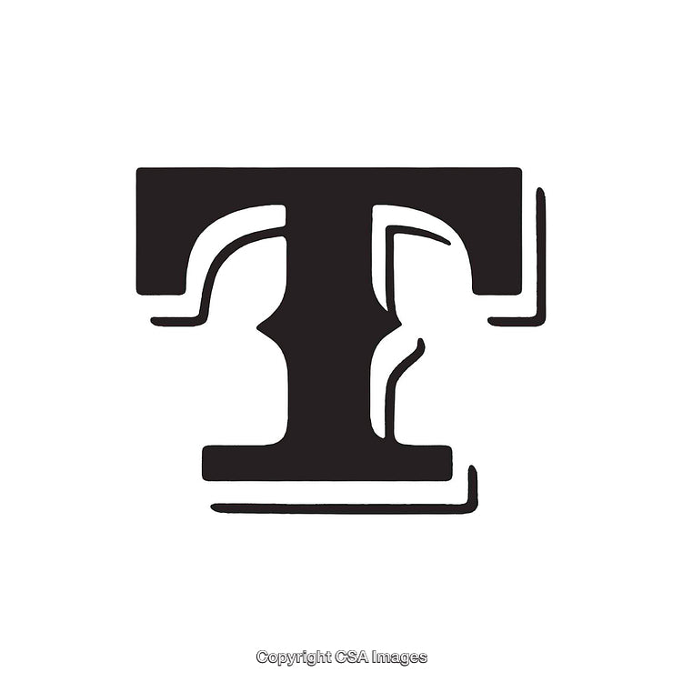 Stylized Black Letter T With Artistic Design Elements
