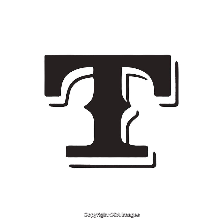 Stylized Black Letter T With Artistic Design Elements