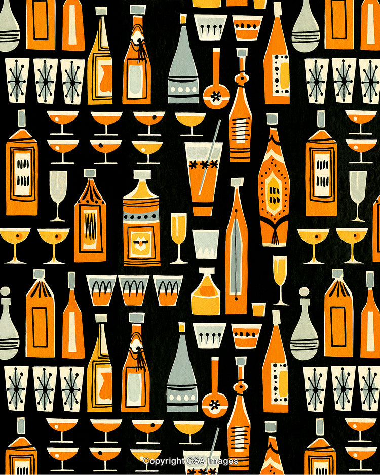Cocktails and Liquor Bottle Pattern