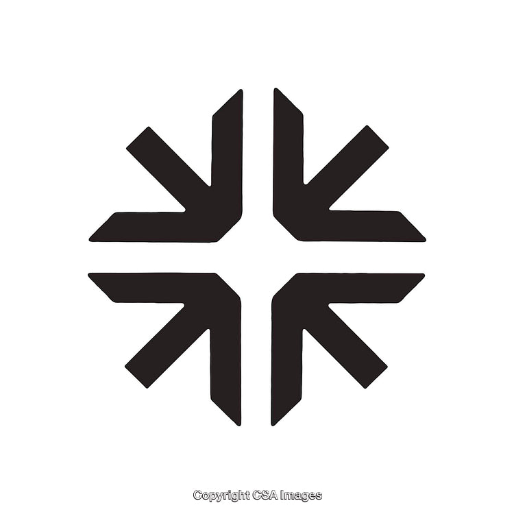Geometric Black and White Symbol With Arrows and Cross Design