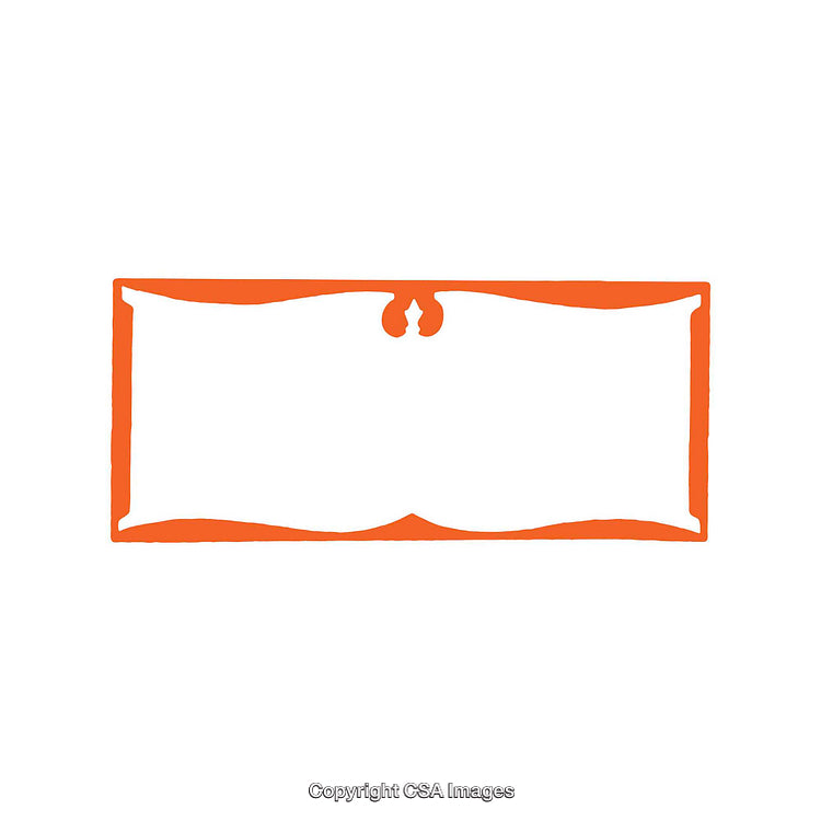 Orange Decorative Frame with Elegant Shape Design Against White Background