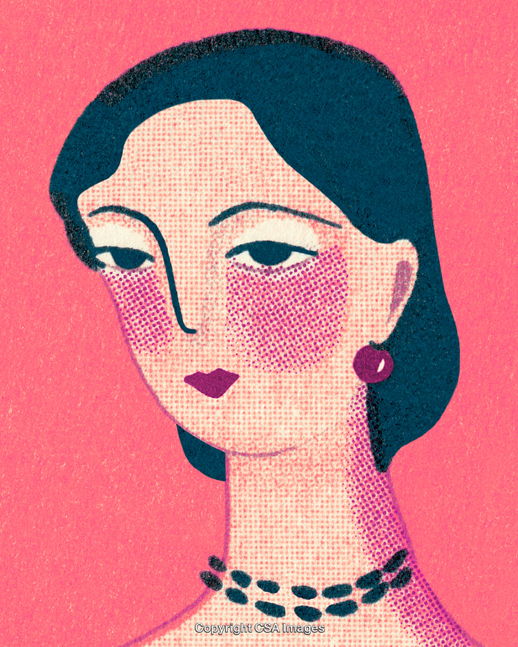 Vintage Style Illustration of a Woman in Artistic Stipple Art