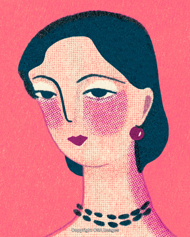 Vintage Style Illustration of a Woman in Artistic Stipple Art