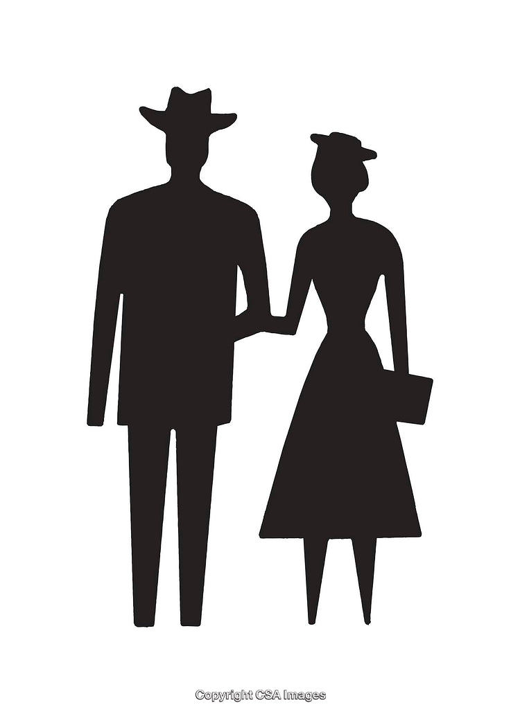 Silhouette of a Man and Woman in Classic Attire