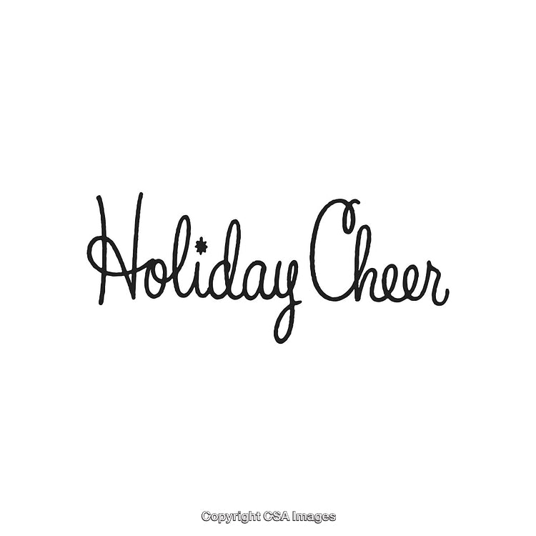 Holiday Cheer Text in Elegant Handwritten Style on White Background