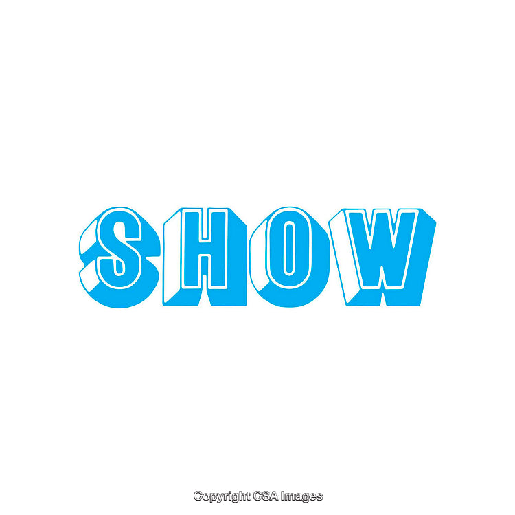 Bold Blue Text Illustration Displaying the Word 'Show' on White Background