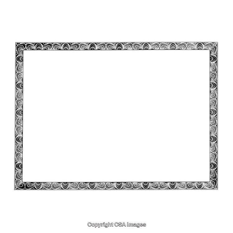 Black And White Ornate Decorative Border Frame On White Background