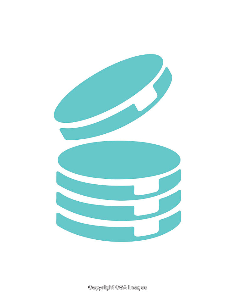 Blue Icon of Stacked Circles Representing Layers or Database Concept