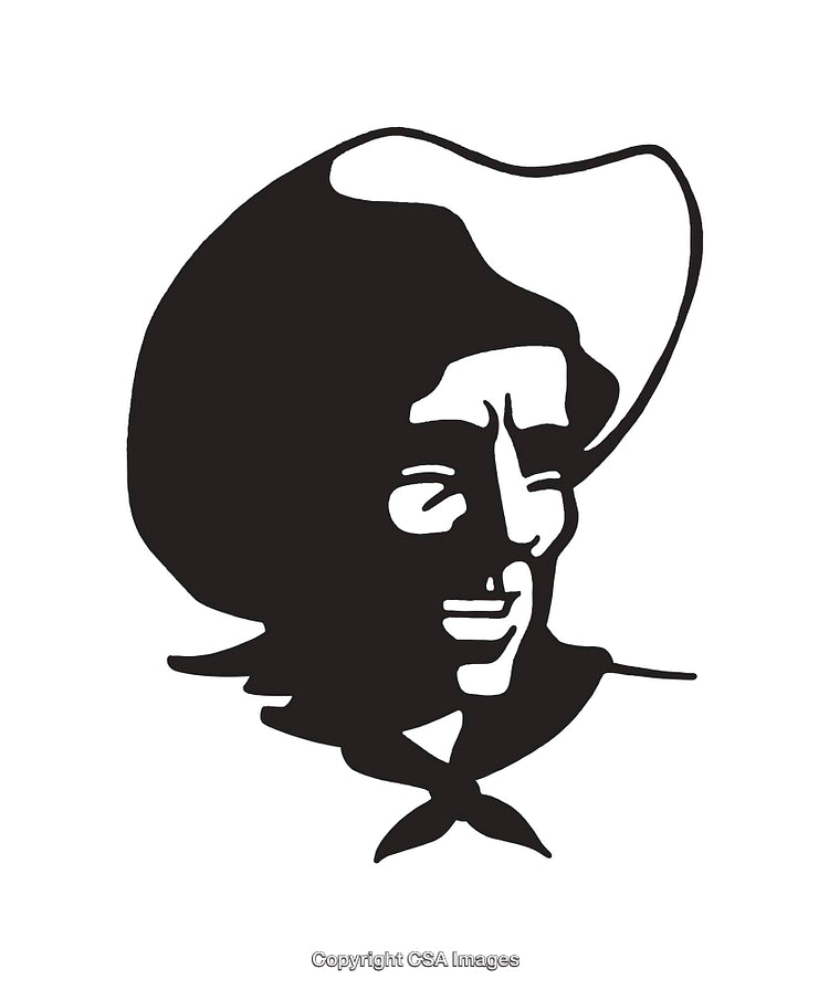 Black and White Line Art of a Cowboy Hat Illustration