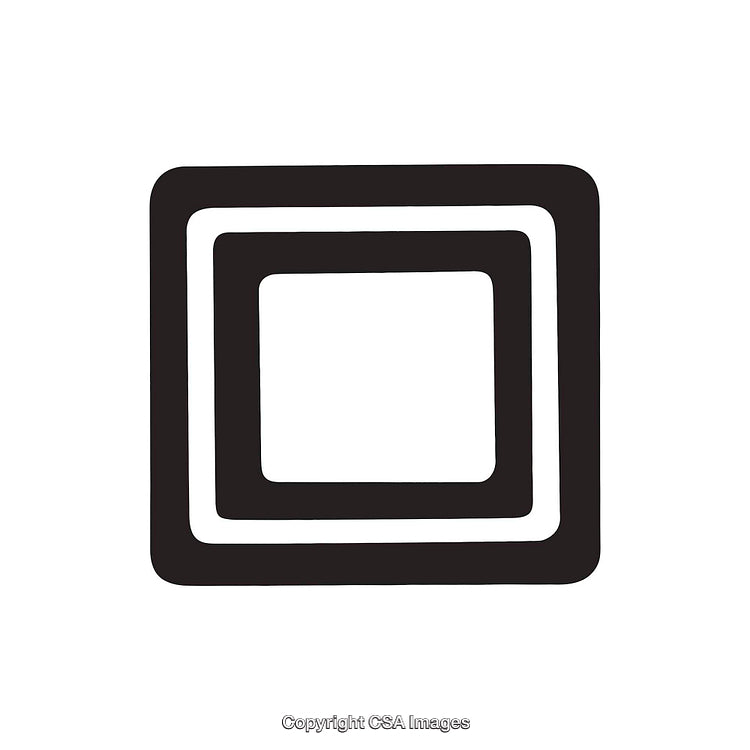 Geometric Illustration of Letter O with Modern Square Pattern Design