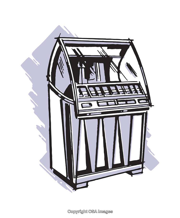Vintage Jukebox Illustration in Hand-Drawn Style with Retro Charm