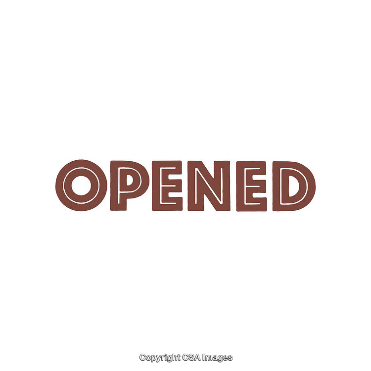 Bold Text Depicting the Word 'Opened' on a White Background
