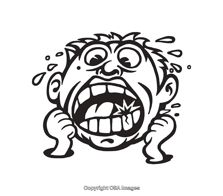 Cartoon Line Art of a Person Expressing Pain and Frustration
