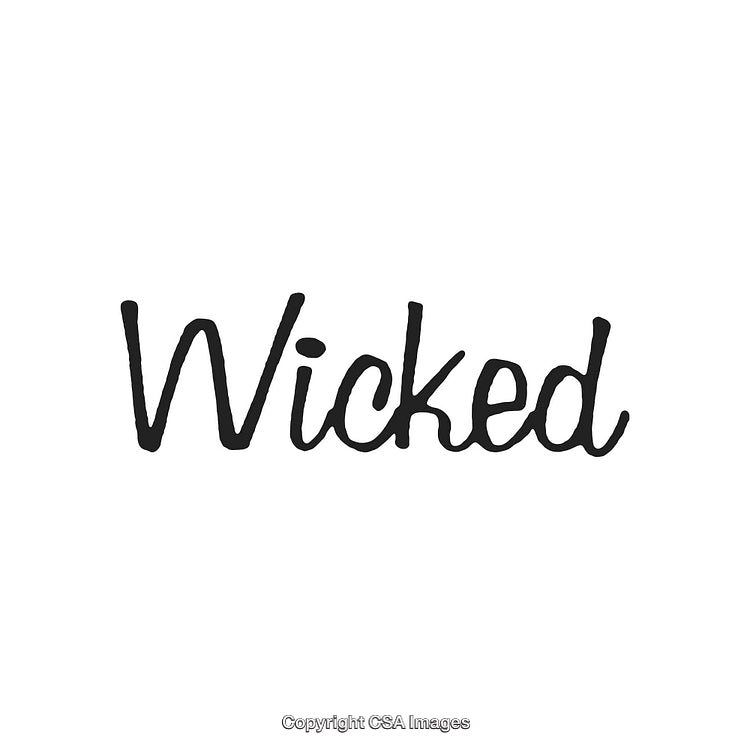 Handwritten Word 'Wicked' in Stylish Black Font on White Background
