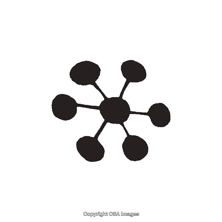 Abstract Black Shape Resembling Nodes and Connections on White Background