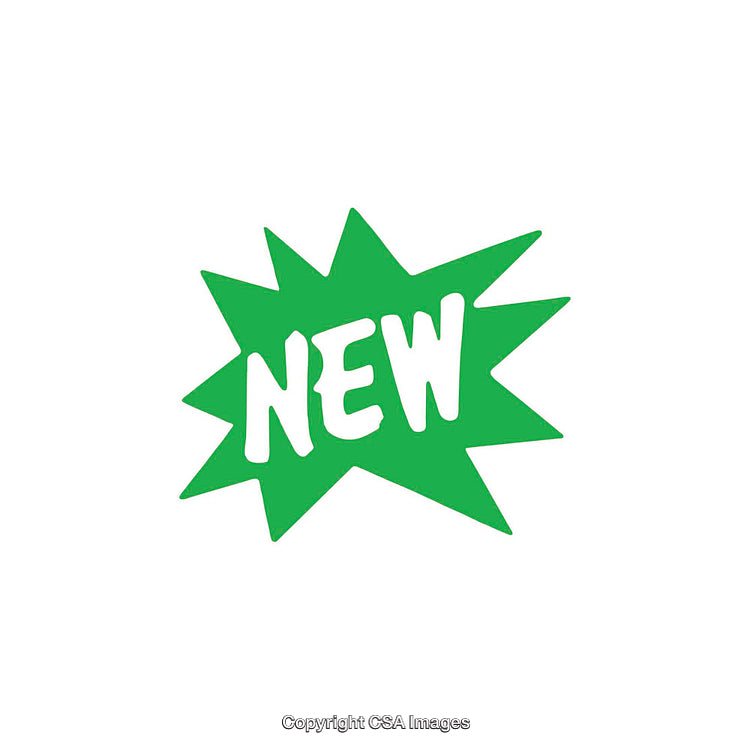 Bright Green New Text Graphic with Starburst Shape