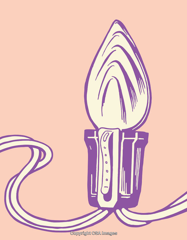 Illustrated Vintage Light Bulb on a Pastel Background