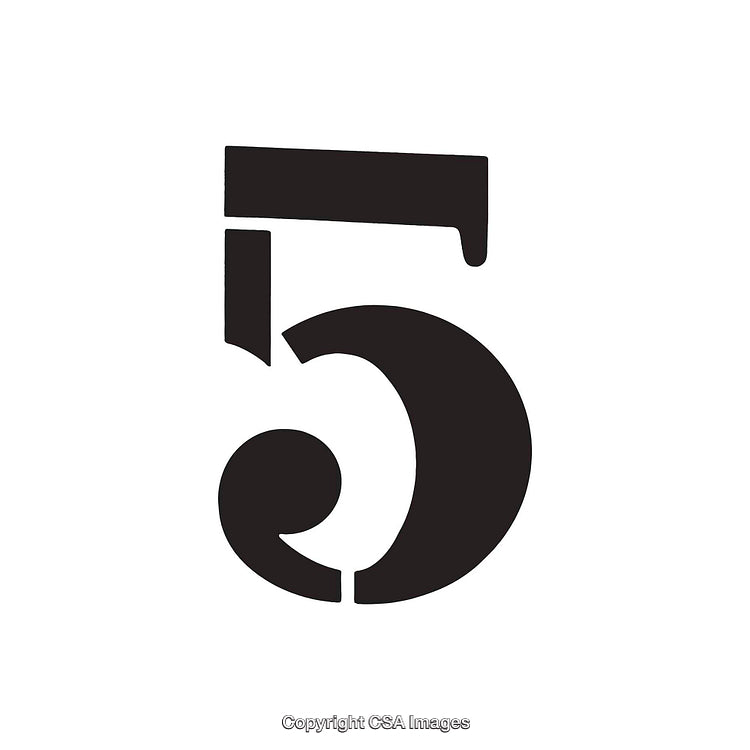 Decorative Typography Depicting the Number Five in a Stylized Design