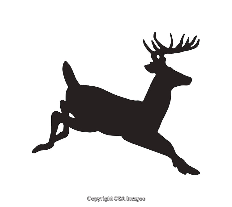 Silhouette Illustration of a Leaping Deer with Antlers in Profile View