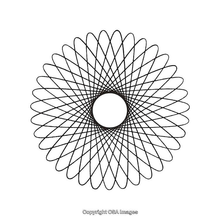 Black and White Geometric Spirograph Design with Circular Pattern