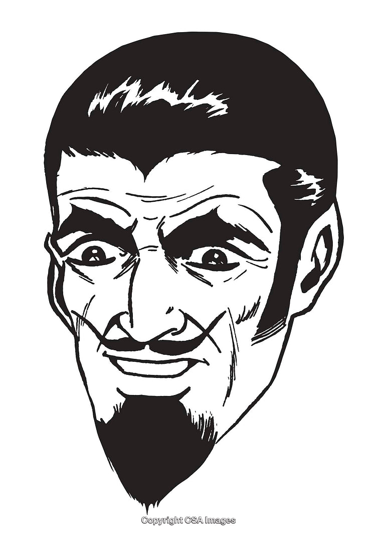 Illustrated Expression of a Man in Black and White Ink Style Drawing
