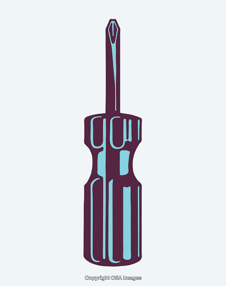 Colorful Line Art Illustration of a Screwdriver for Tool-Related Projects