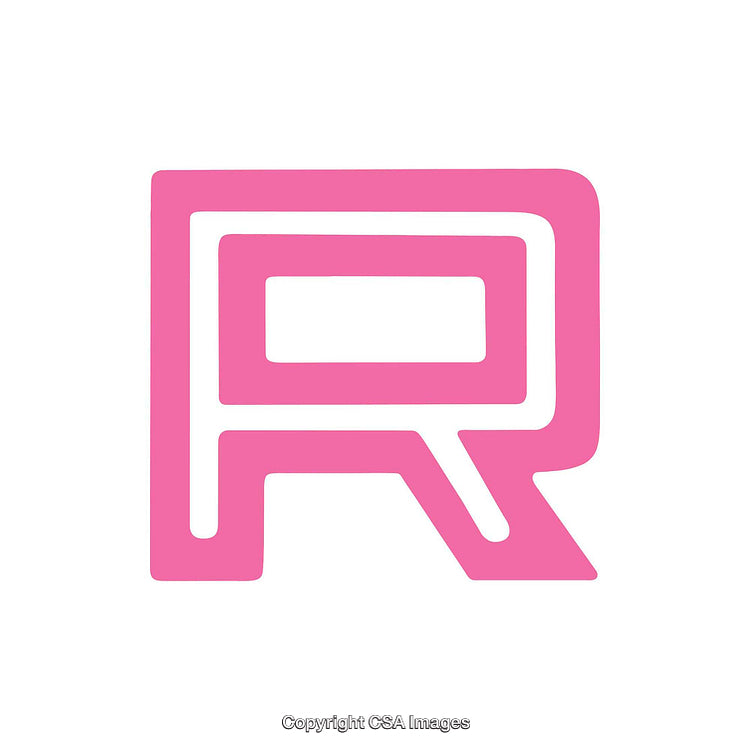 Large Bold Pink Letter R on a White Background