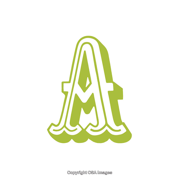 Stylized Green Letter A with Layered Decoration