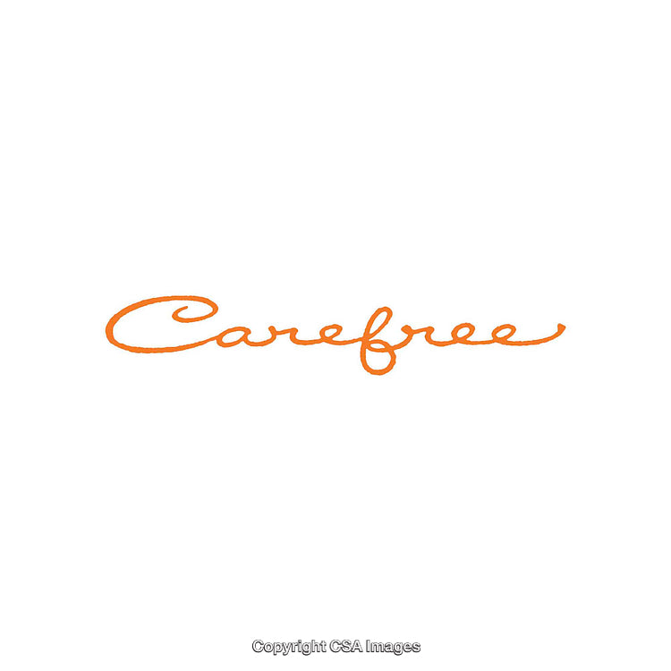 Elegant Script Displaying the Word Carefree in Vibrant Orange Handwriting