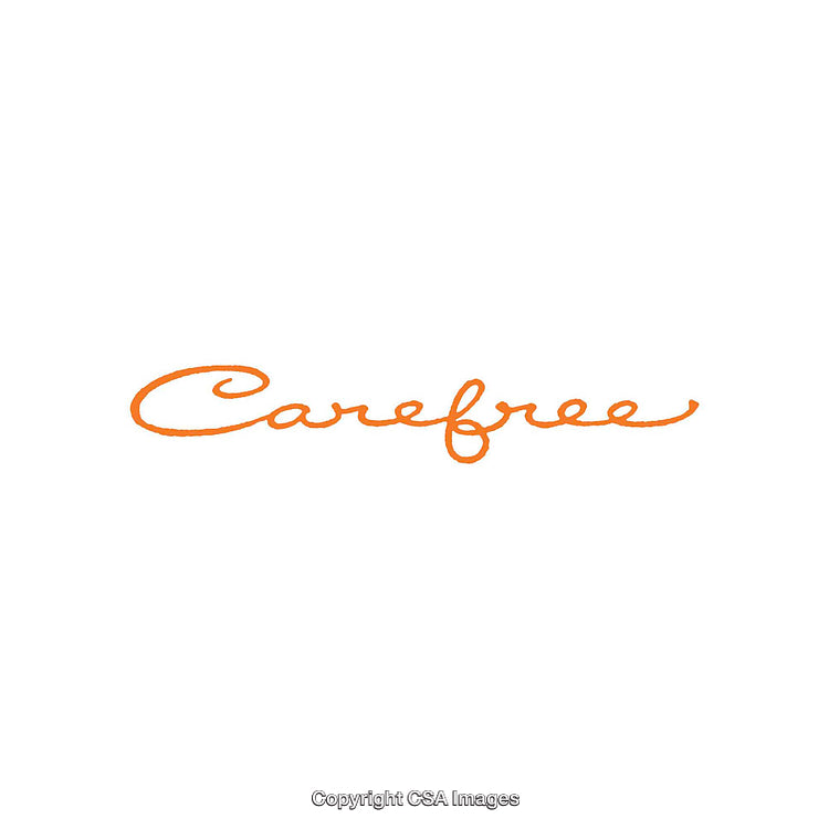 Elegant Script Displaying the Word Carefree in Vibrant Orange Handwriting