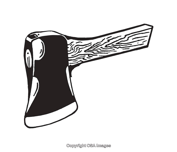 Detailed Black and White Line Art of an Axe Illustration