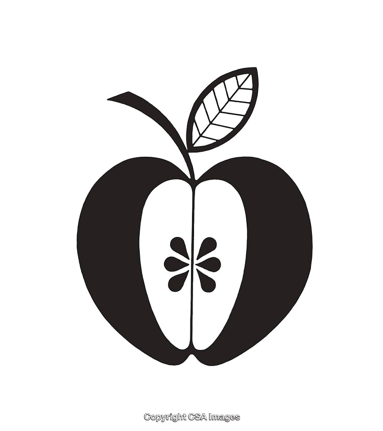 Black and White Icon of an Apple Cross Section
