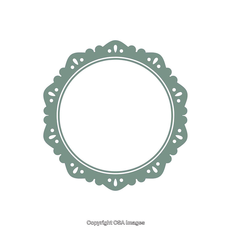 Circular Ornamental Design with Intricate Border on White Background