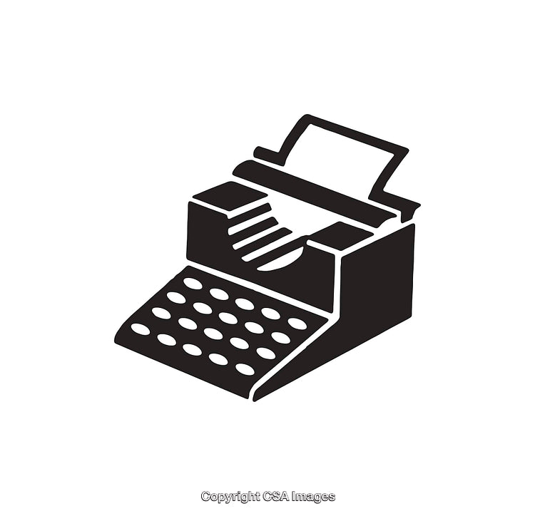 Black and White Typewriter Icon with Minimalist Design