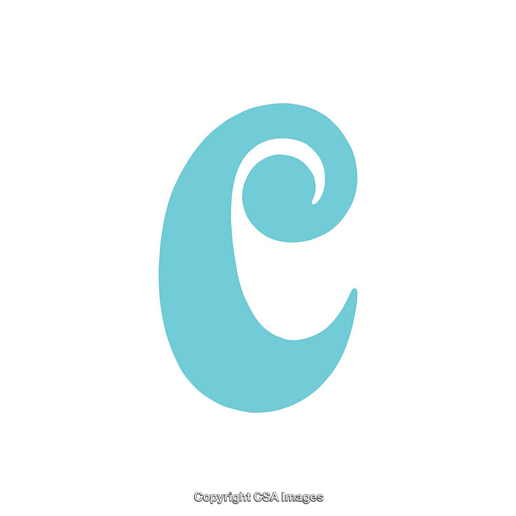 Blue Stylized Letter C on White Background with Curved Design