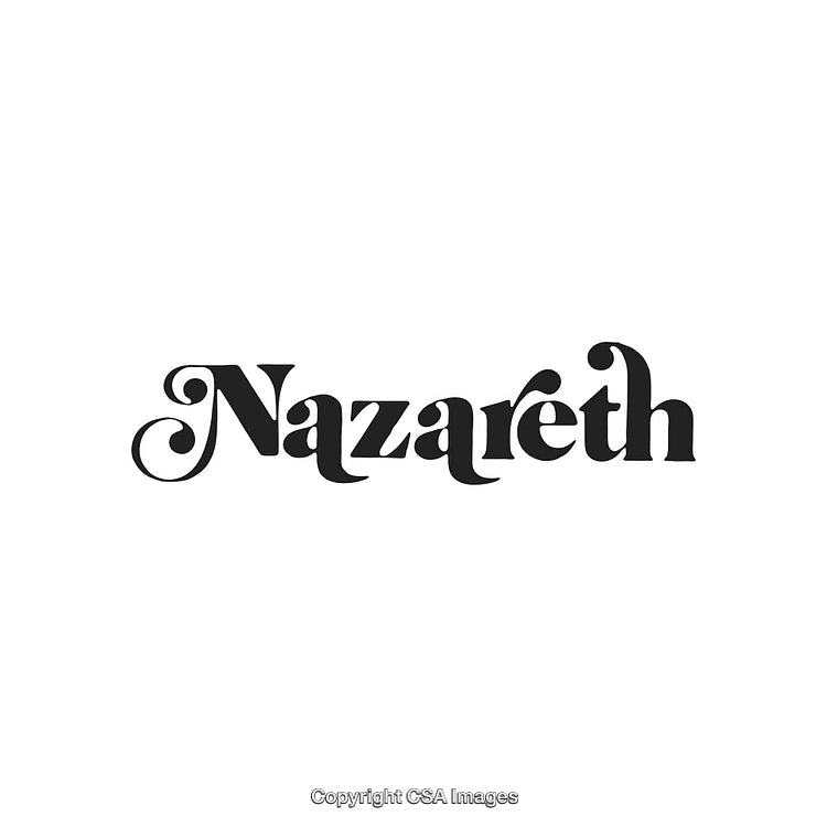 Classic Stylized Text of the Word 'Nazareth' in Black and White