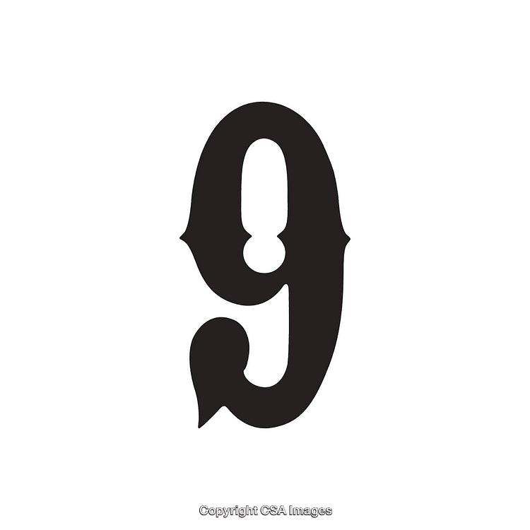 Stylized Black Number Nine Design on a White Background